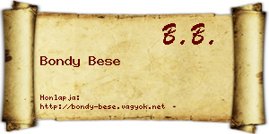 Bondy Bese névjegykártya